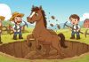 Cavalo reage ao soterramento