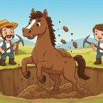 Cavalo reage ao soterramento