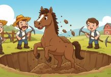 Cavalo reage ao soterramento