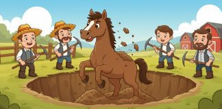 Cavalo reage ao soterramento