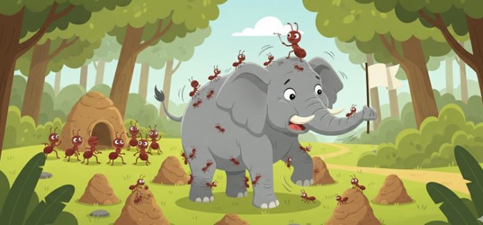 O elefante e a formiga medem suas forças