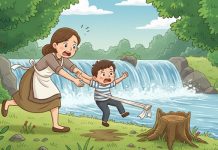 Mãe prendia filho no seu avental