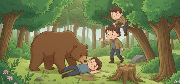 Os dois viajantes e o urso