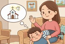 mae corrige o filho