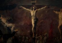 Sexta-feira Santa a Paixão de Cristo, Jesus crucificado é tirado da cruz